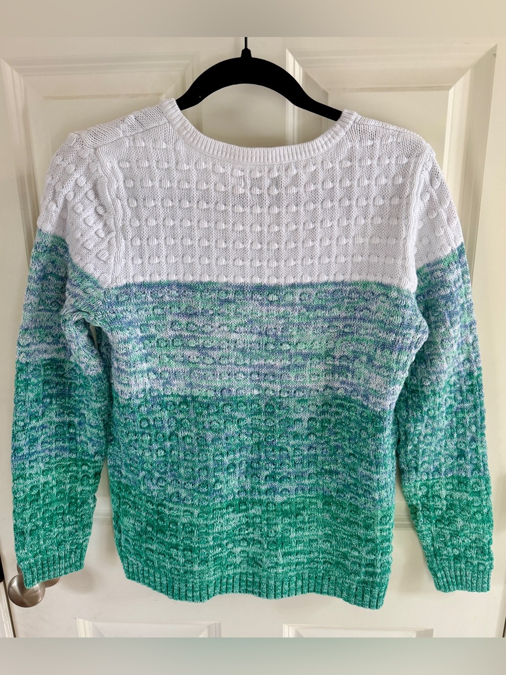 Croft & Barrow White and Green Ombre V-neck Sweater